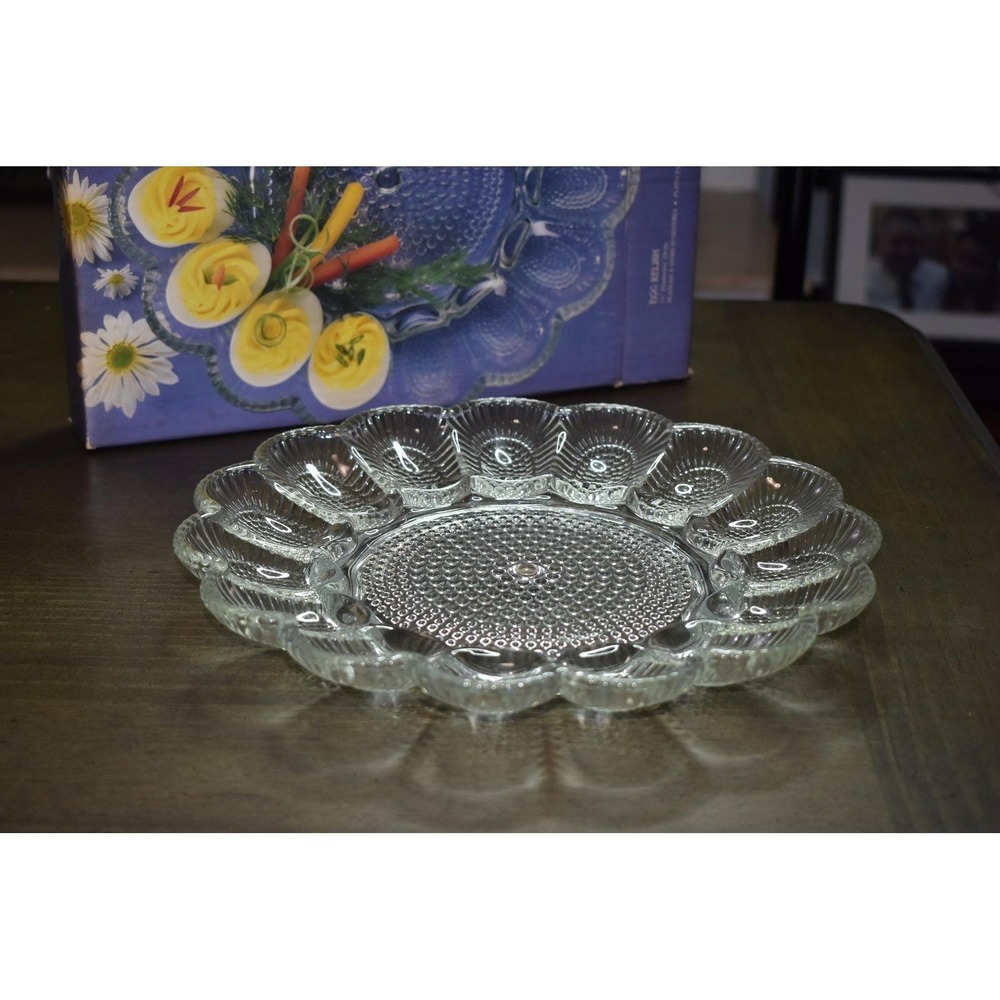 Vintage Indiana Glass Egg Relish Dish: Crystal Collection Tray